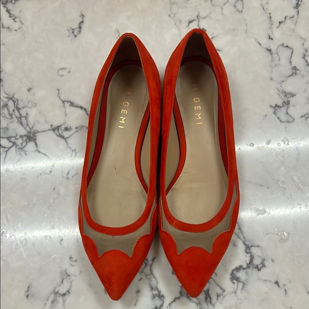 M. Gemi Red Flats Elegant Suede Loafers